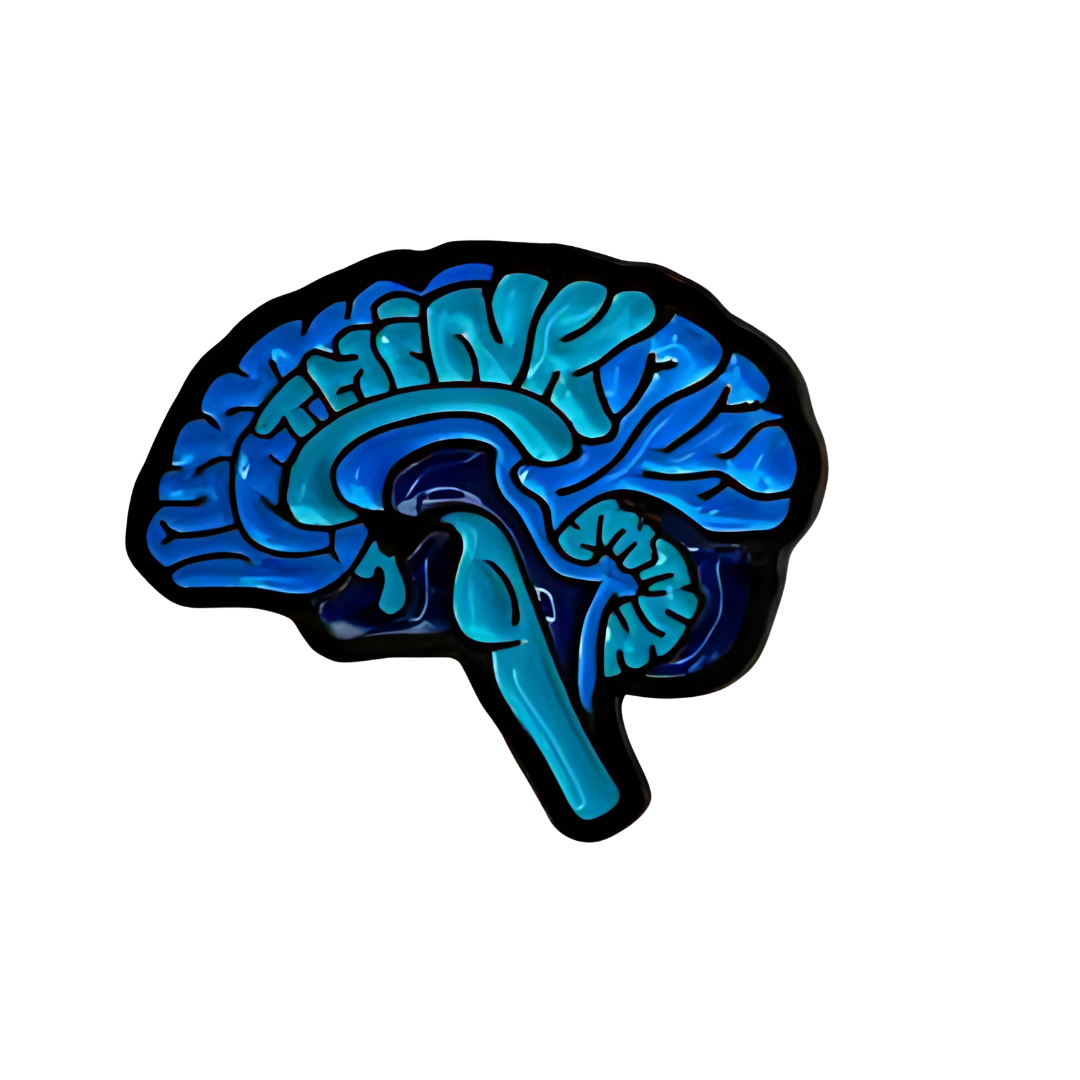 Pin Cerebro Azul Metálico