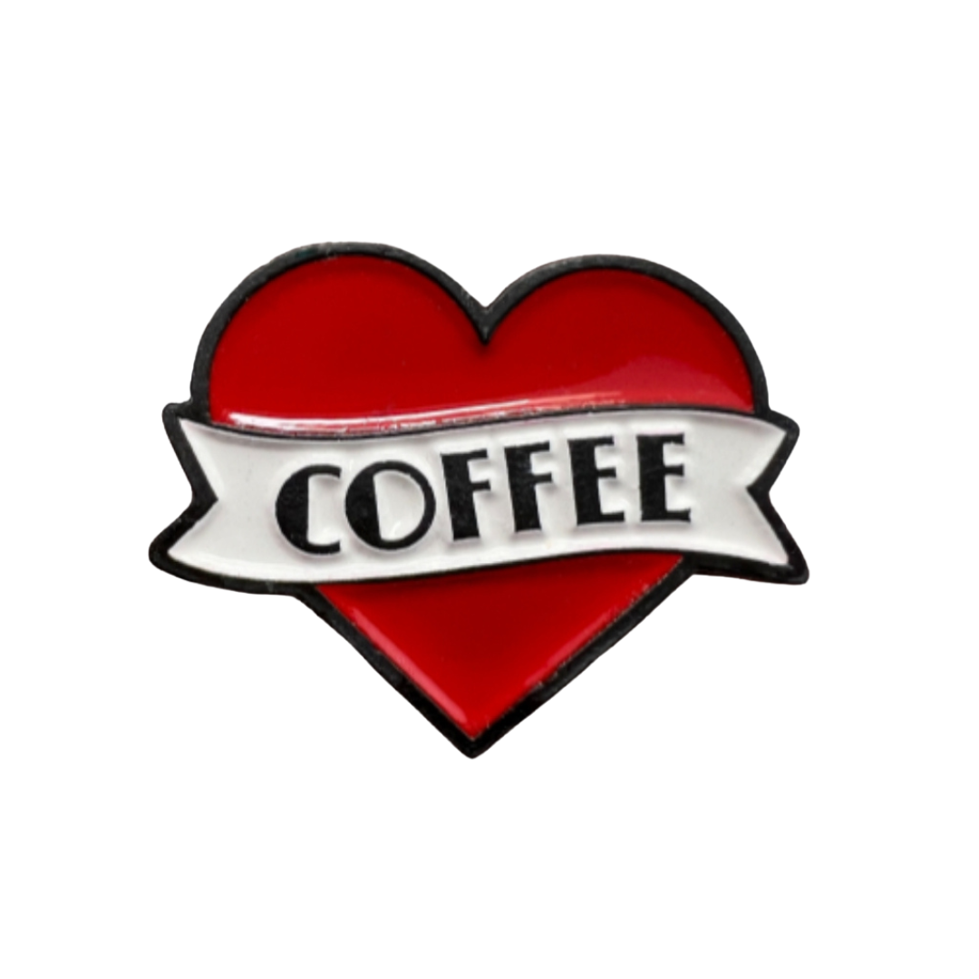 Pin Corazón De Café Metálico
