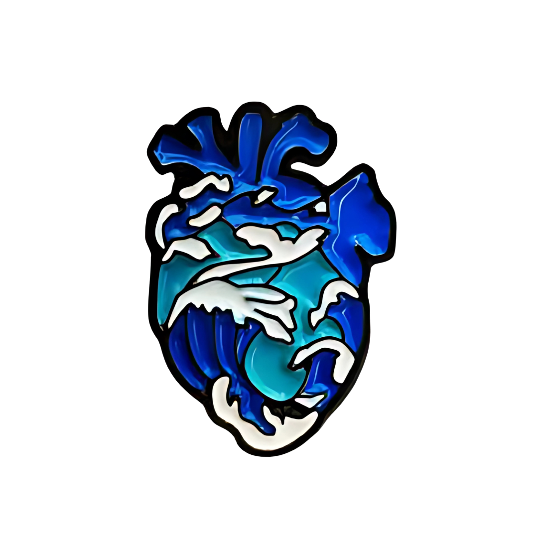 Pin Corazón Olas Metálico