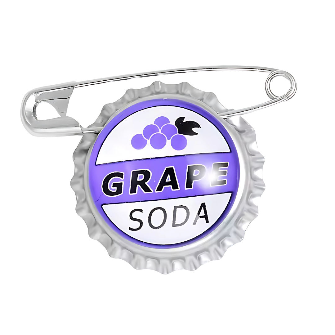 Pin Grape Soda Tapa Up Metálico Con Gancho