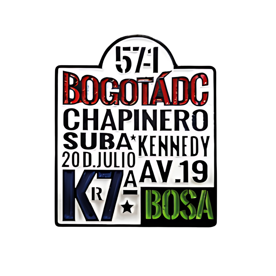 Pin Tabla De Bus Bogotá Metálico Blanca