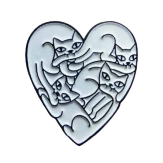 Pin Corazón De Gatos Metálico