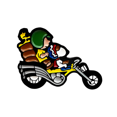 Pin Metálico de Chalie Snoopy Moto