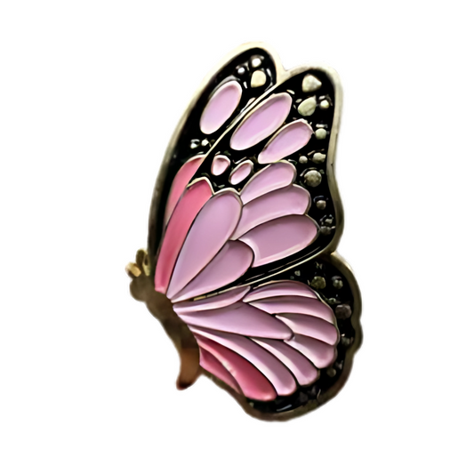 Pin Mariposa Rosa Metálico