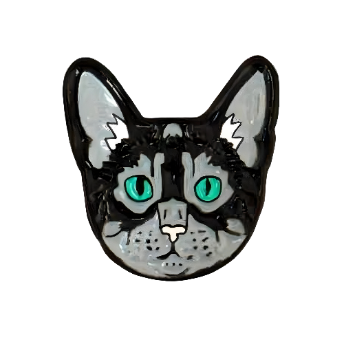 Pin Gato Atigrado Gris Metálico